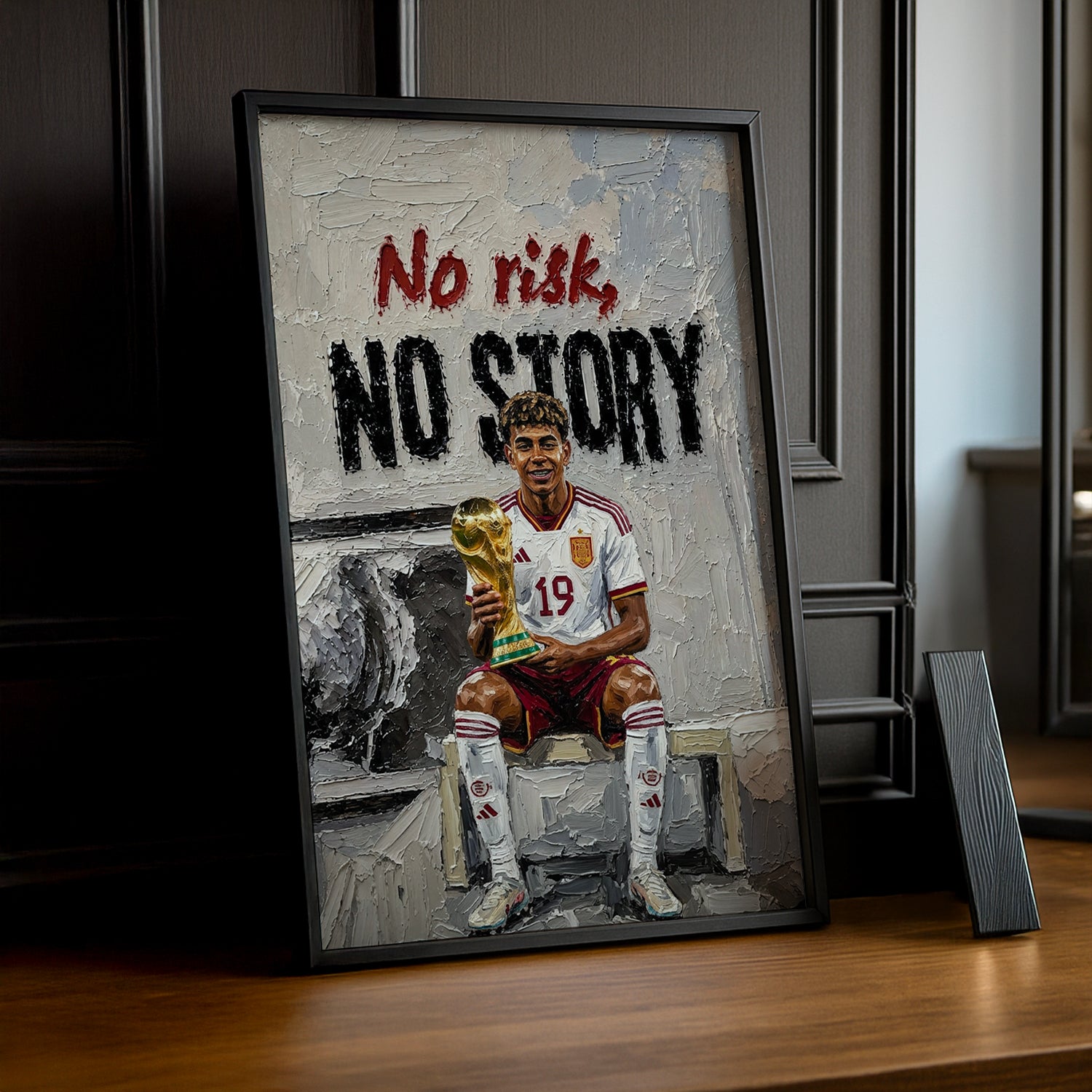 Cadre Photo Lamine Yamal – "No Risk, No Story" Espagne Champion Coupe du Monde 2026 TonCadre