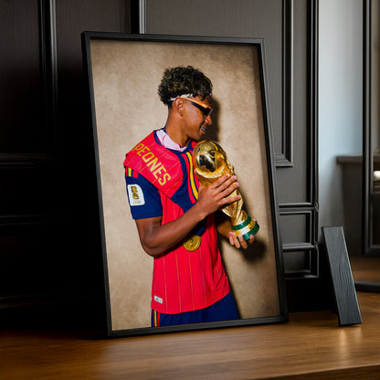Cadre Photo Lamine Yamal Regarde le Trophée – Profil Champion TonCadre