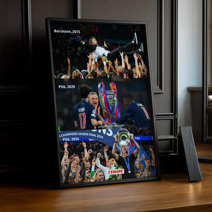 Cadre Photo Luis Enrique – Trilogie Barcelone 2015 / PSG 2025 / PSG 2026 TonCadre