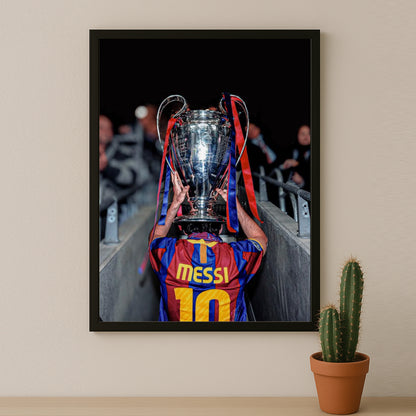 Poster encadrée FC Barcelone - Lionel Messi Champions League