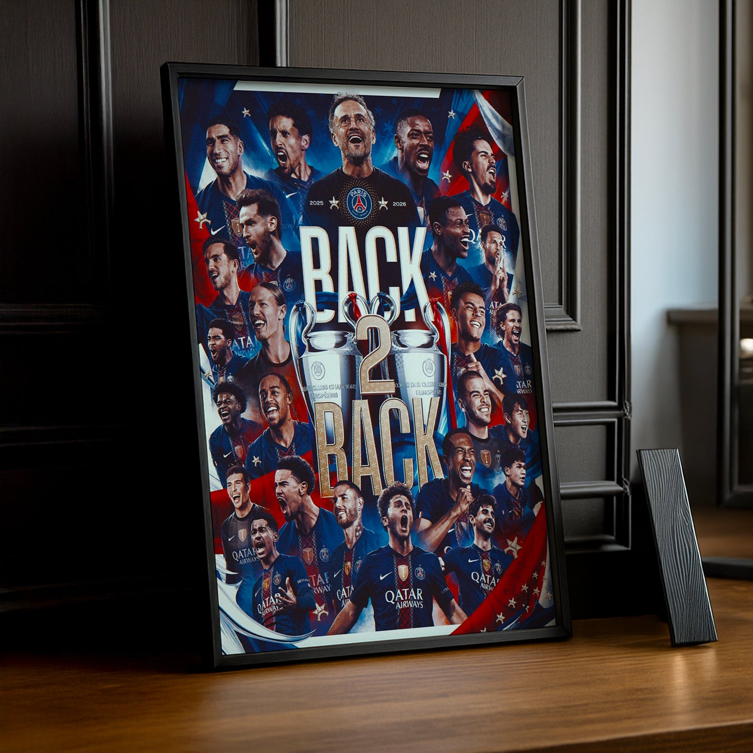 Cadre Photo PSG Back 2 Back – Champions League 2025 & 2026 | Paris Saint-Germain TonCadre