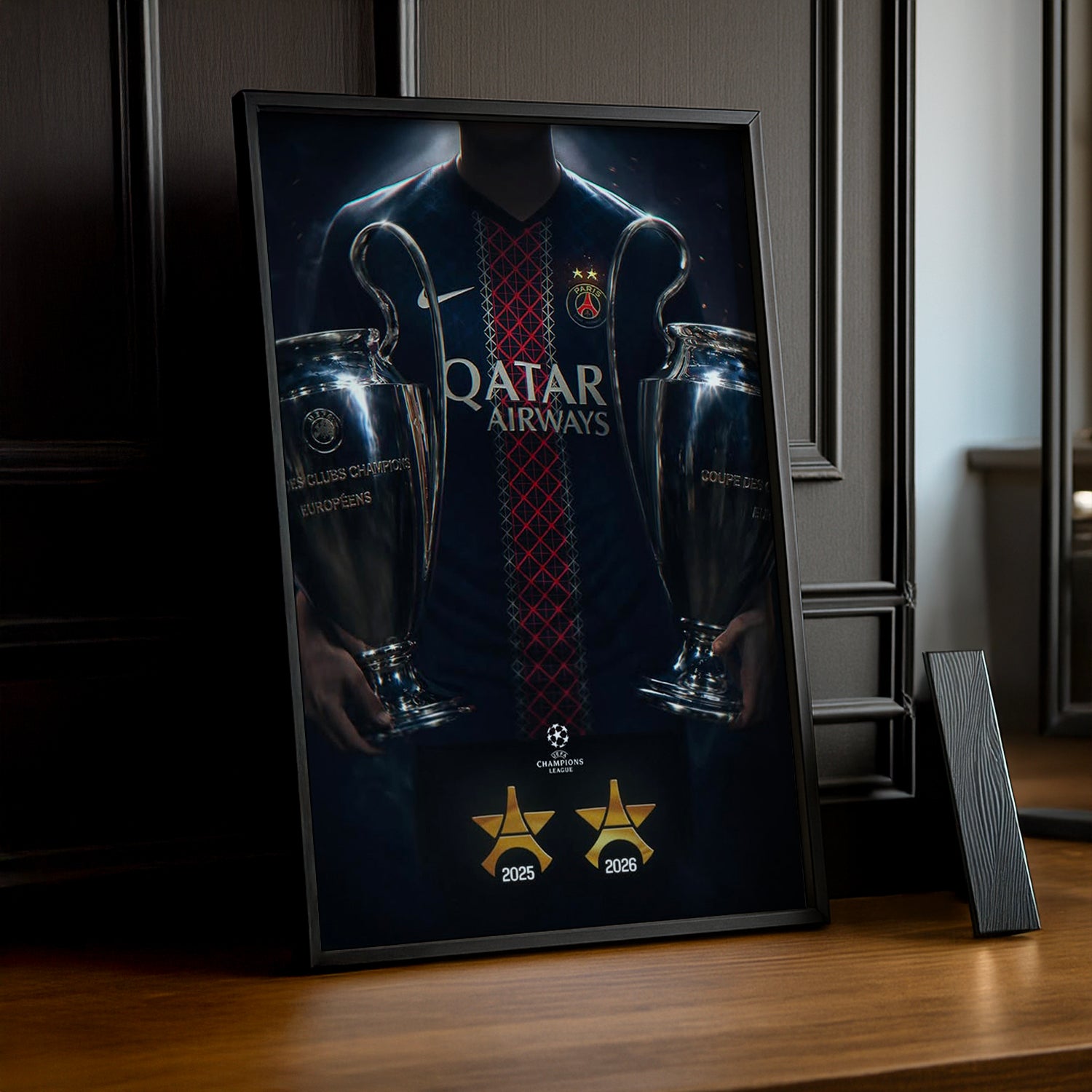 Cadre Photo PSG – Back 2 Back Champions League 2025 & 2026 | Deux Trophées TonCadre