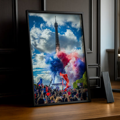 Cadre Photo PSG – Fumigènes Tour Eiffel Supporters Parade Champions League 2026 TonCadre