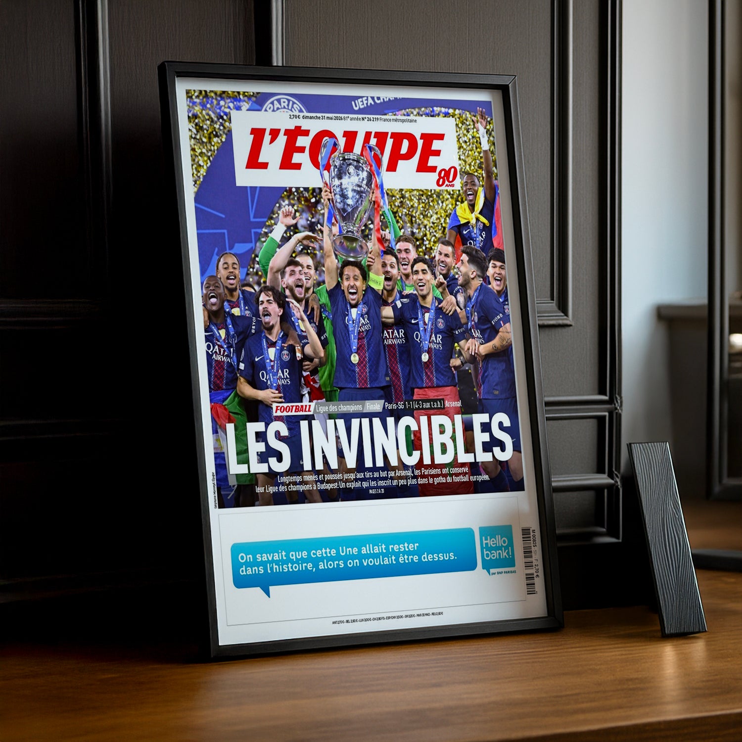 Cadre Photo Une L'Équipe – "Les Invincibles" PSG Champions League 2026 TonCadre