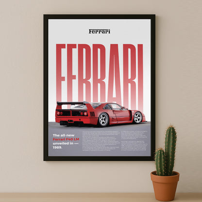 Poster Voitures - Ferrari F40 LM