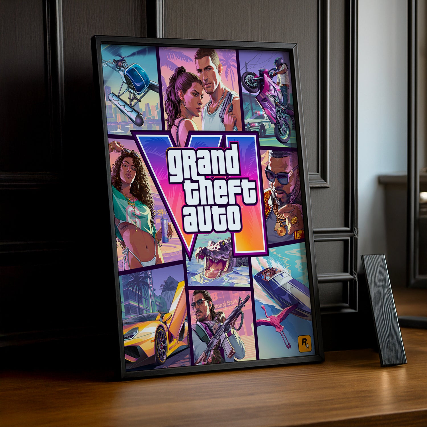 Poster Grand Theft Auto VI – Jacket Cover Encadré TonCadre