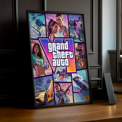 Poster Grand Theft Auto VI – Jacket Cover Encadré TonCadre