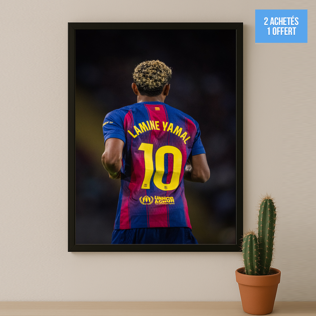 Poster encadrée FC Barcelone - Lamine Yamal 10