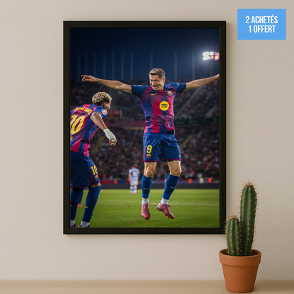 Poster encadrée FC Barcelone - Lewandowski x Yamal