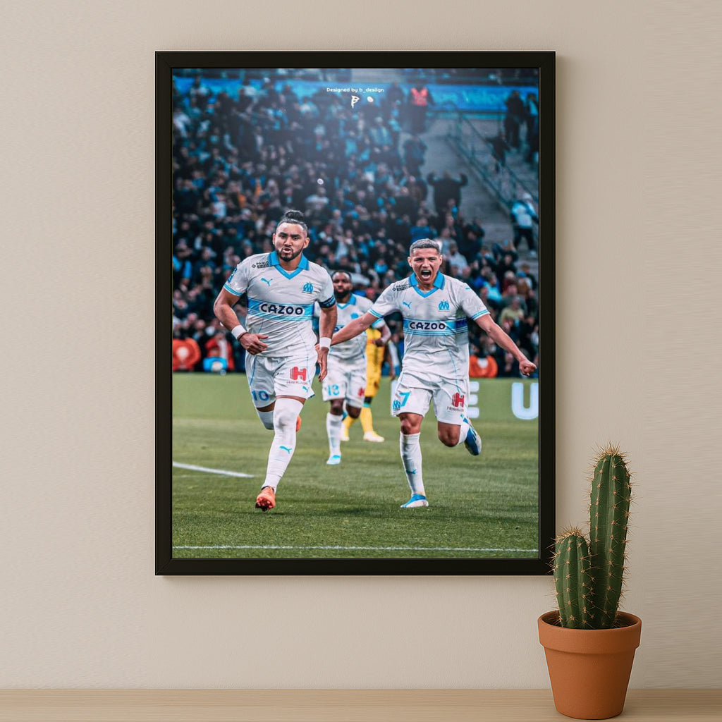 Poster encadrée Olympique de Marseille - Dimitri Payet Célébration