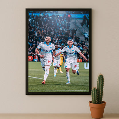 Poster encadrée Olympique de Marseille - Dimitri Payet Célébration