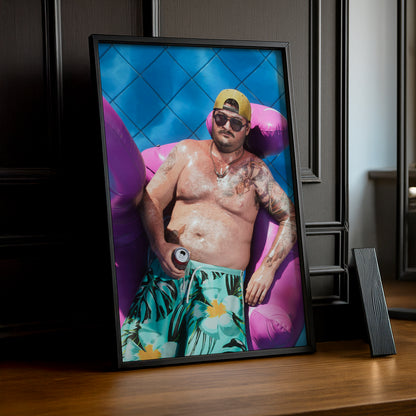 Poster Grand Theft Auto VI – Flamant Rose Piscine Encadré TonCadre