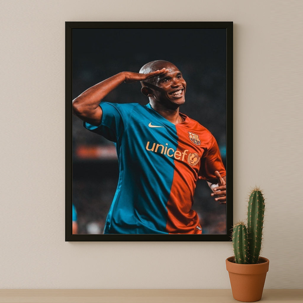 Poster encadrée FC Barcelone - Samuel Etoo