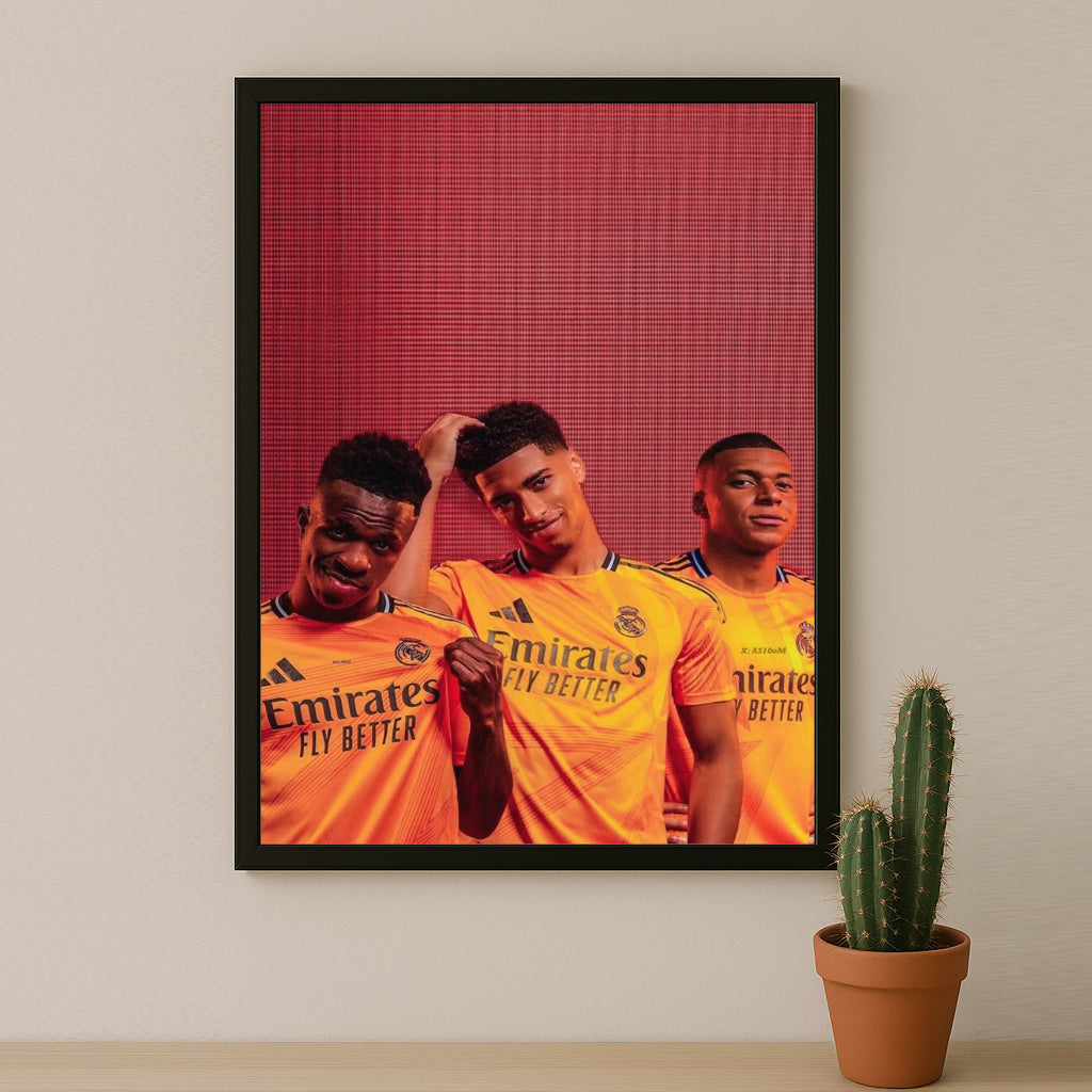 Poster encadrée Real Madrid - Vinicius, Bellingham, Mbappé