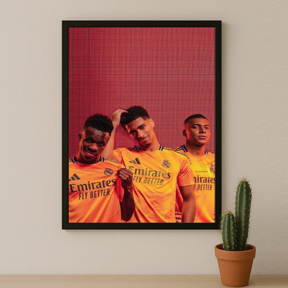 Poster encadrée Real Madrid - Vinicius, Bellingham, Mbappé