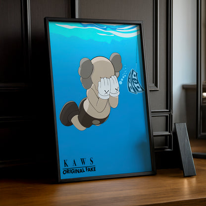 Cadre photo Kaws nage