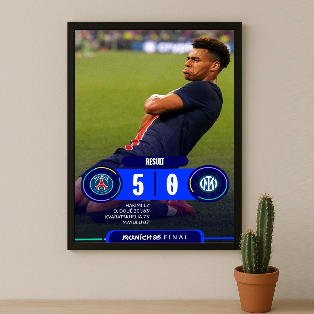Cadre photo Désiré Doué PSG Ligue des champions