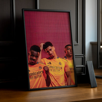 Poster encadrée Real Madrid - Vinicius, Bellingham, Mbappé