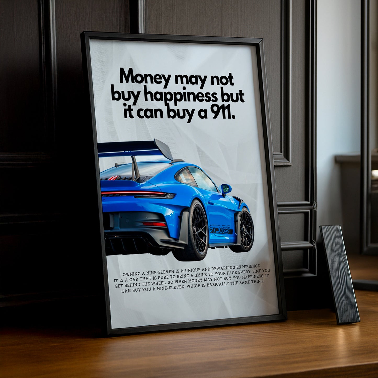 Poster encadré Porsche GT3 RS blue