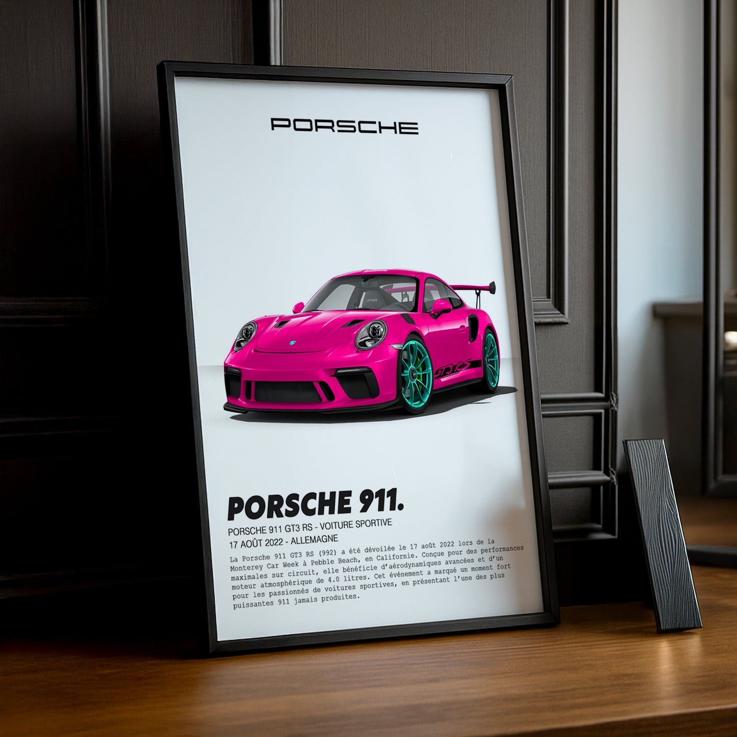 Cadre photo Porsche 911 GT3 RS Rose Fuchsia