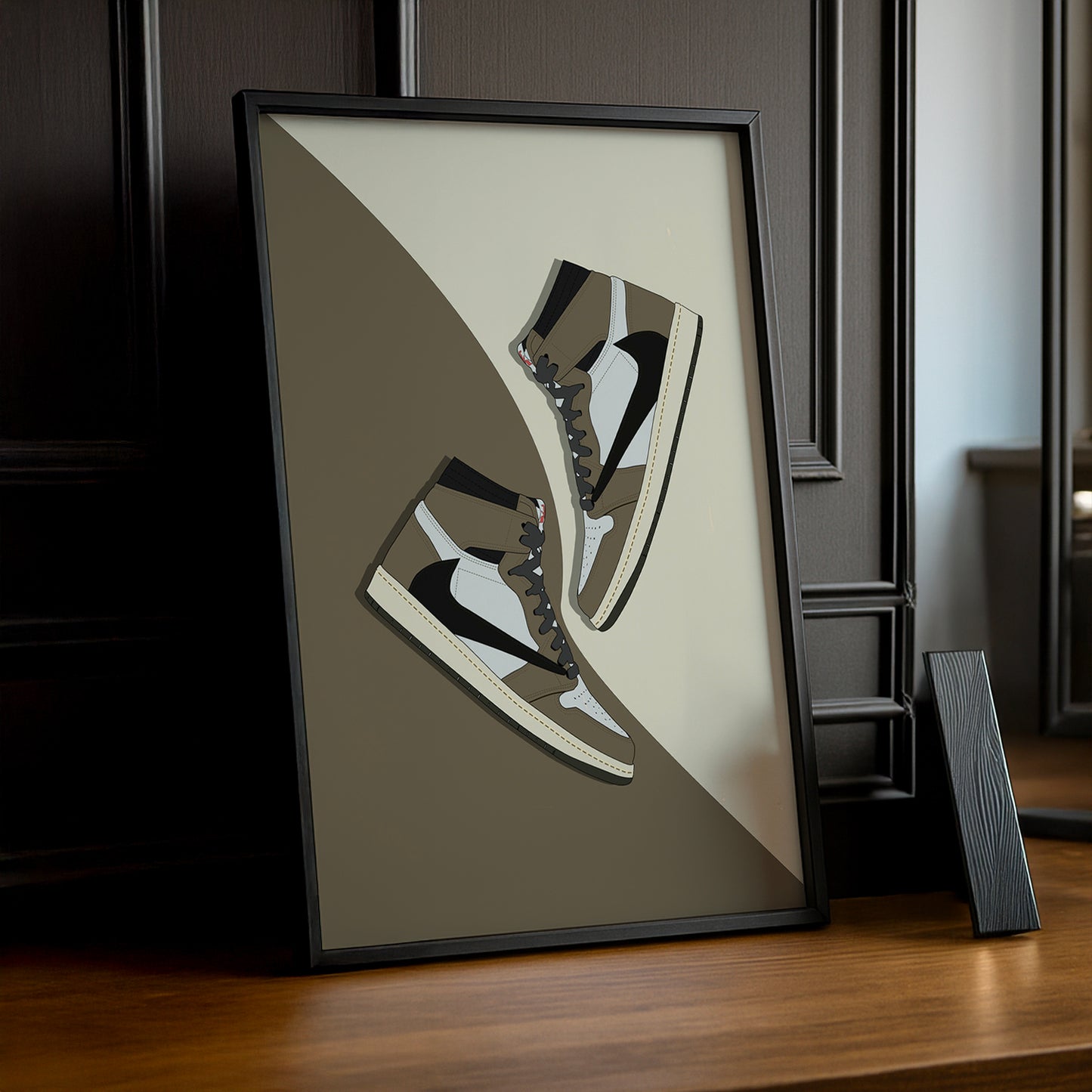 Cadre photo Air Jordan 1 x Travis Scott Mocha illustration
