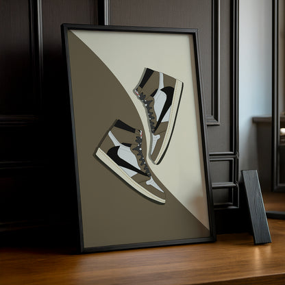 Cadre photo Air Jordan 1 x Travis Scott Mocha illustration