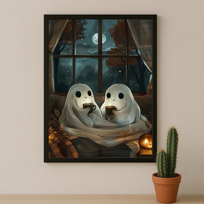 Poster Halloween - Fantômes café