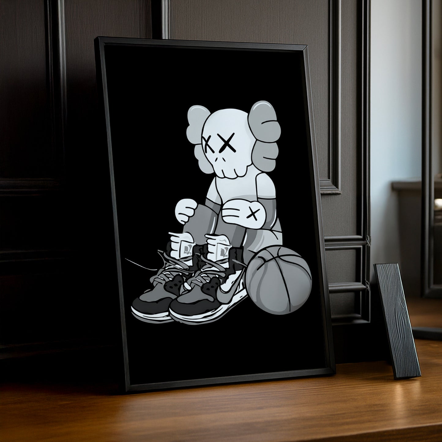 Cadre photo Kaws assis basketball