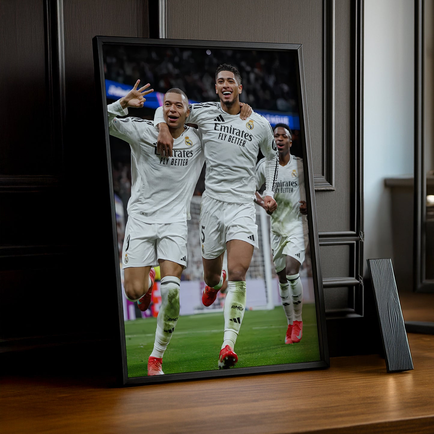 Cadre photo de Mbappé, Bellingham, Vinicius JR