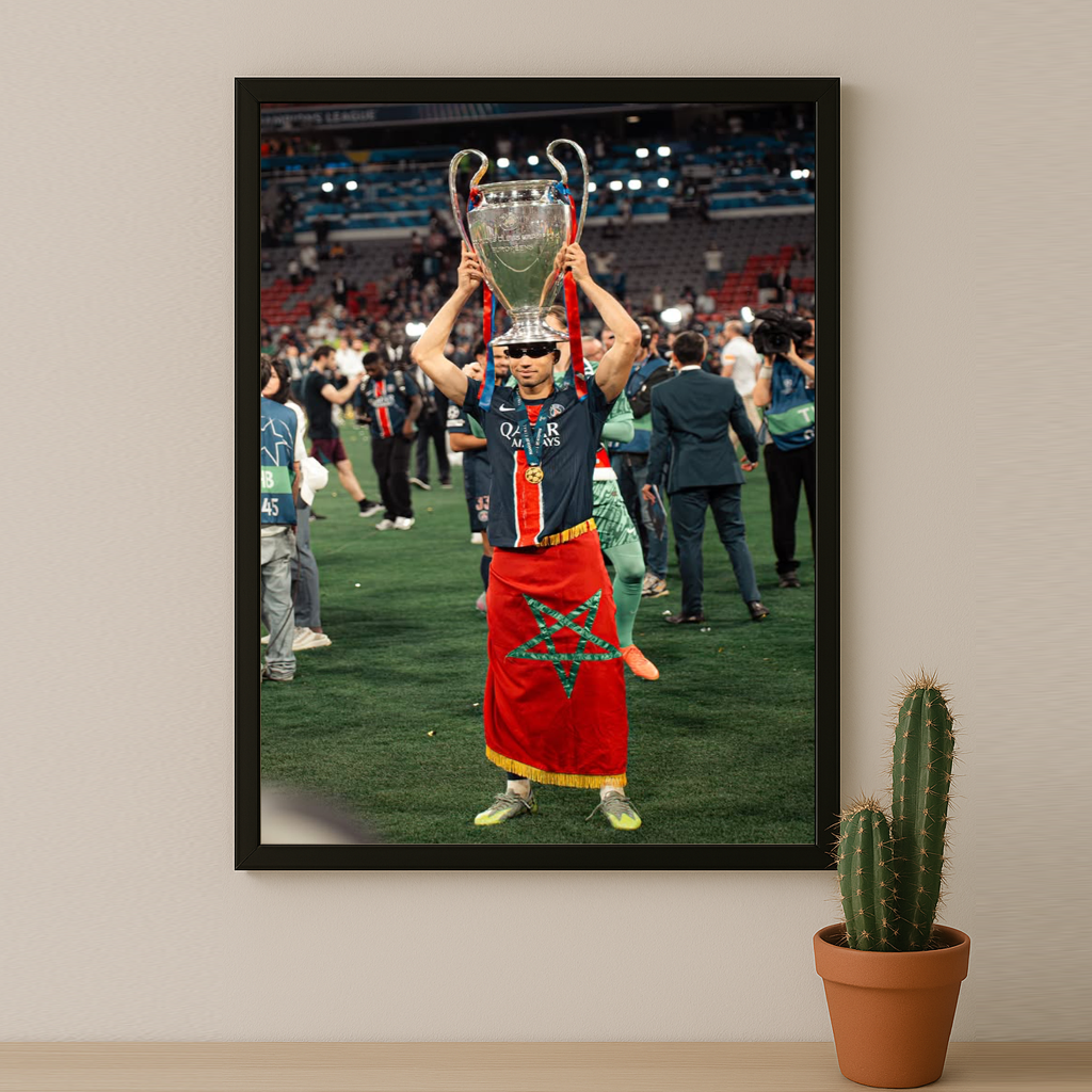 Poster Paris Saint-Germain Achraf Hakimi drapeau marocain