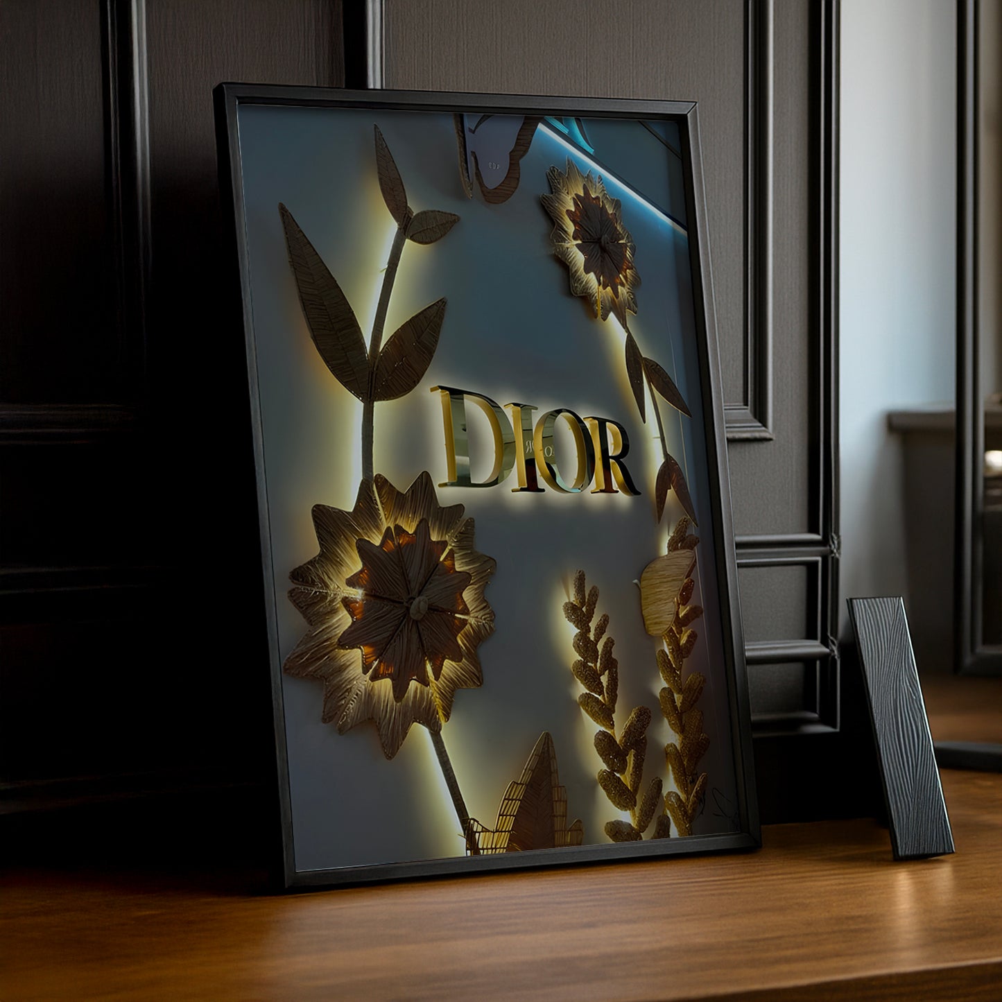 Cadre photo Dior - Gold Flowers