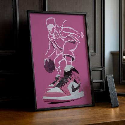 Cadre photo Air Jordan 1 Illustration rose
