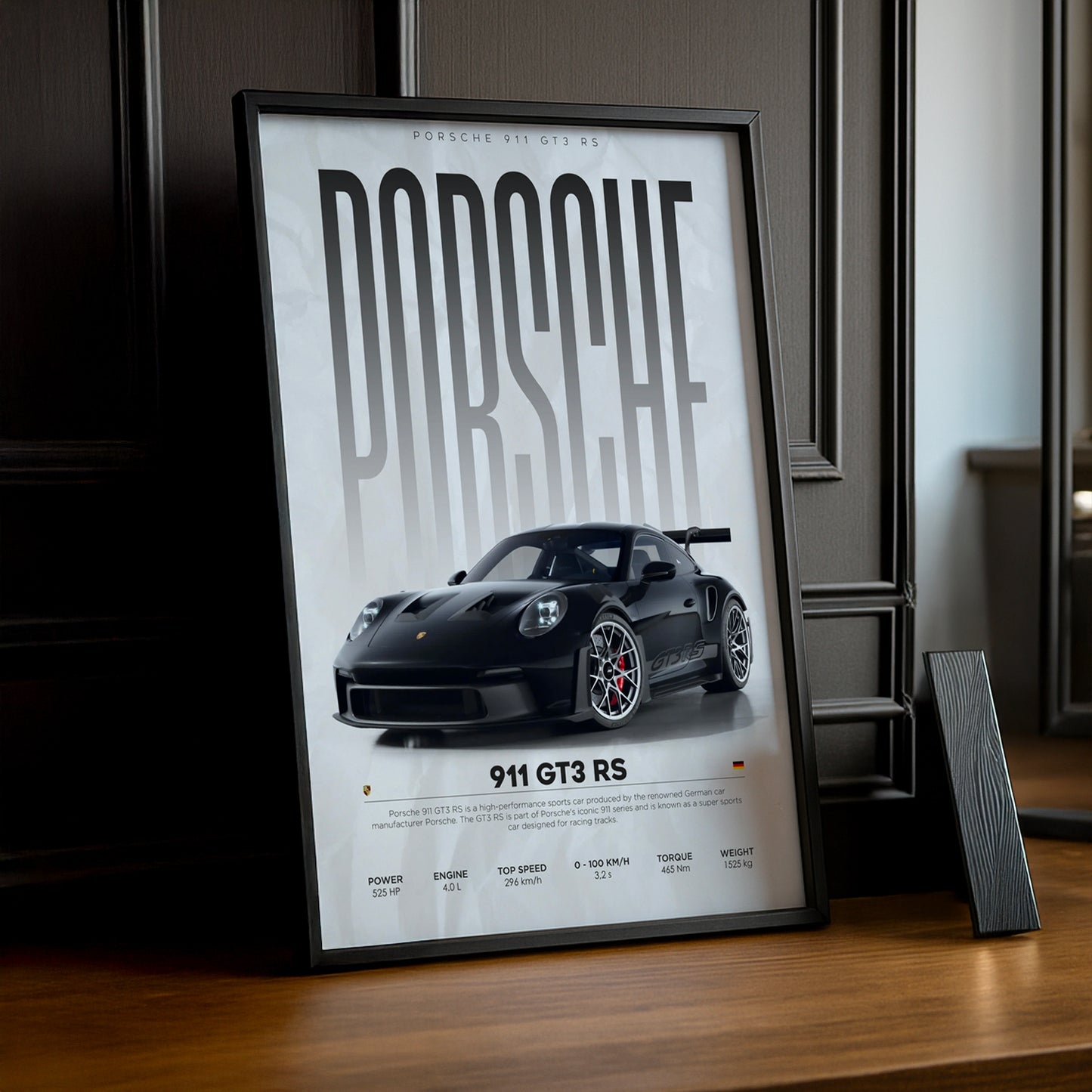 Cadre photo Porsche GT3 RS 911 noir