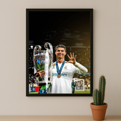 Cadre Photo Cristiano Ronaldo CR7 Real Madrid La Manita – Affiche HD Encadrée Papier Premium