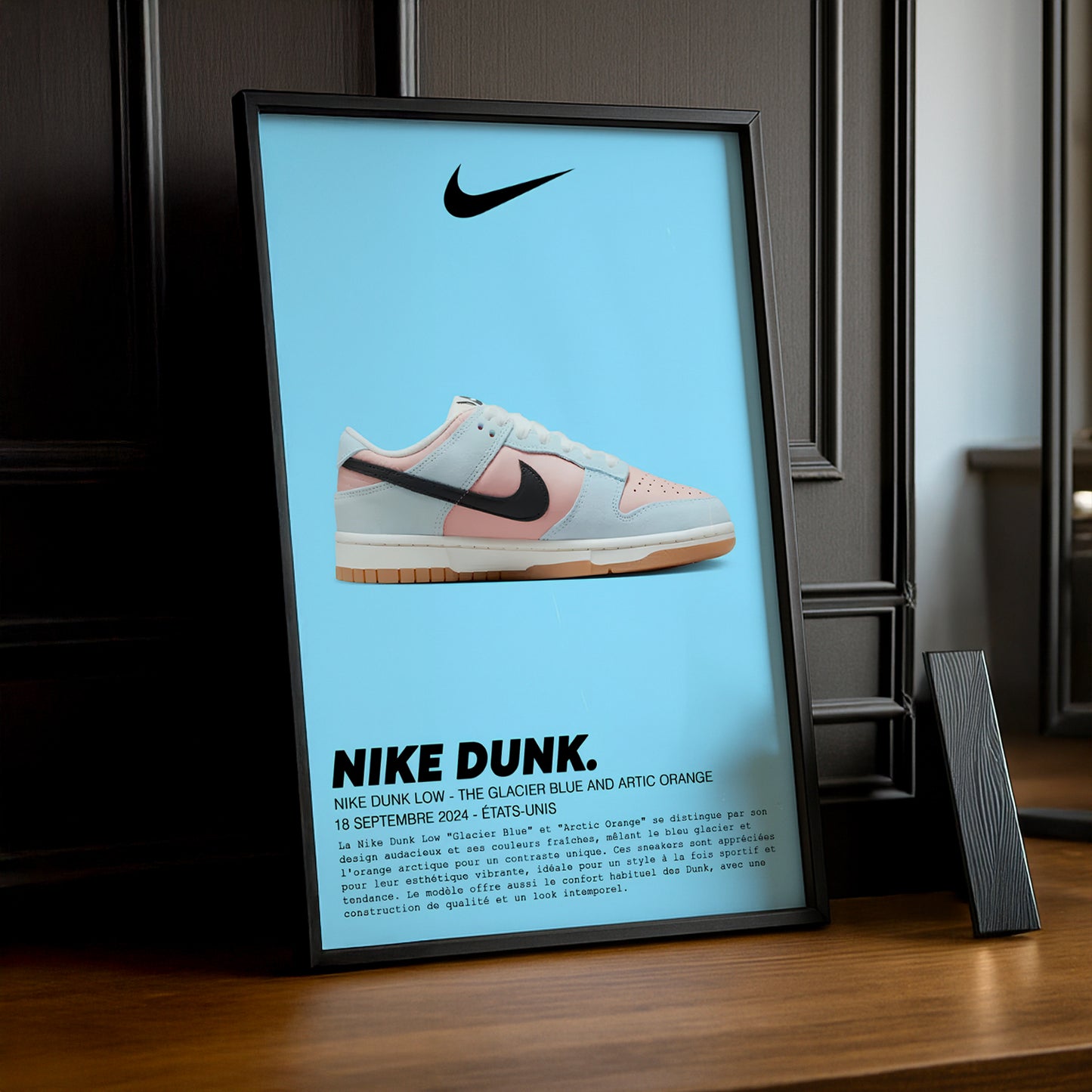 Cadre photo Nike Dunk Low The Glacier Blue and Artic Orange