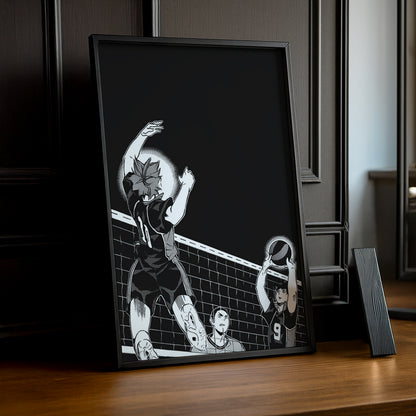 Cadre photo Volley-Ball - Haikyuu Noir & Blanc