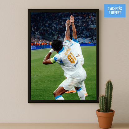 Poster encadrée Olympique de Marseille - Célébration Aubameyang