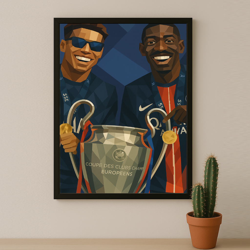 Cadre photo PSG illustration Dembélé x Hakimi