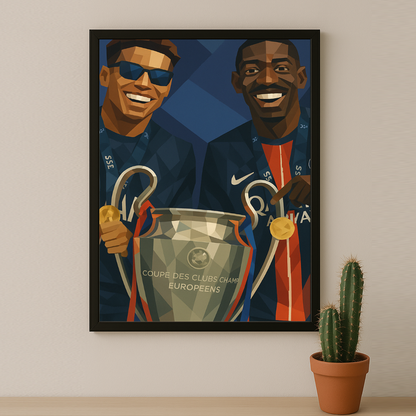 Cadre photo PSG illustration Dembélé x Hakimi
