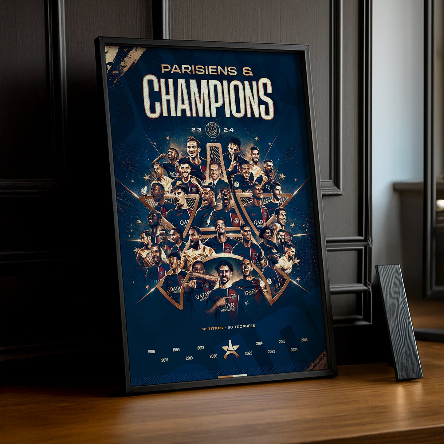 Cadre photo Paris Saint-Germain Champions de France 2023 - 2024