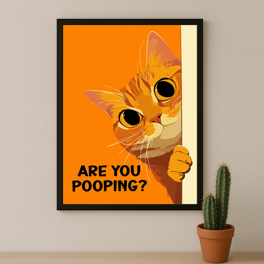 Cadre photo Chat orange Are You Pooping