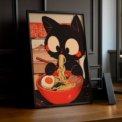 Cadre Photo Chat - Eating Ramen