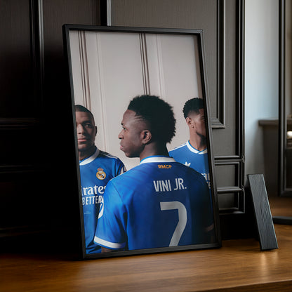 Poster encadrée Real Madrid - Vinicius, Bellingham, Mbappé Trio
