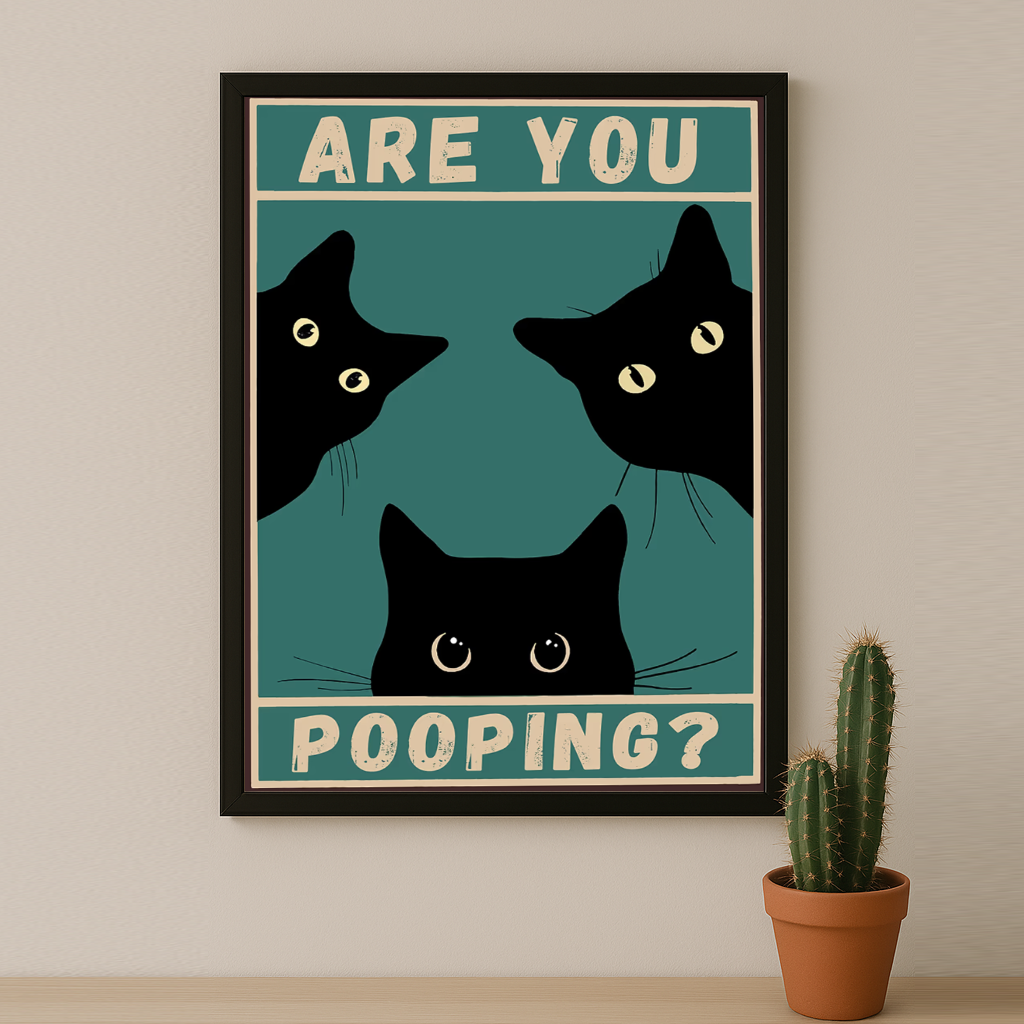 Cadre photo 3 Chat Are You Pooping