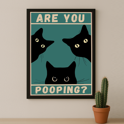 Cadre photo 3 Chat Are You Pooping