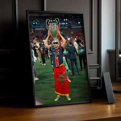 Poster Paris Saint-Germain Achraf Hakimi drapeau marocain