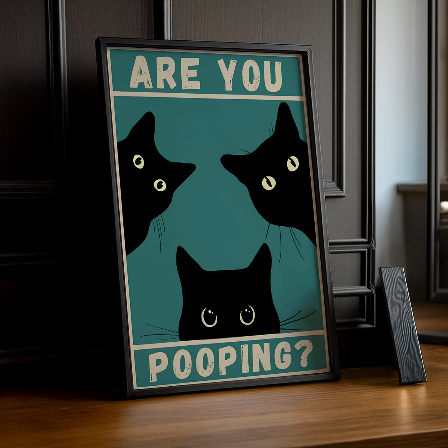 Cadre photo 3 Chat Are You Pooping