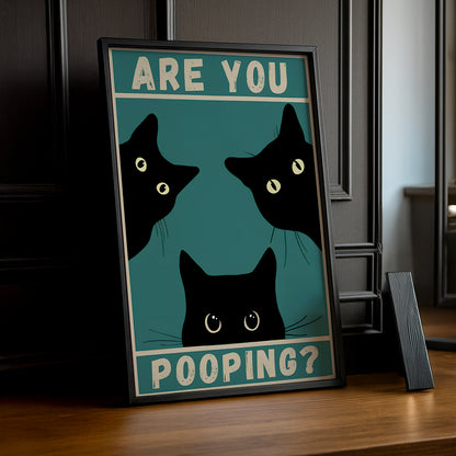 Cadre photo 3 Chat Are You Pooping