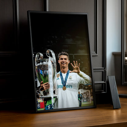 Cadre Photo Cristiano Ronaldo CR7 Real Madrid La Manita – Affiche HD Encadrée Papier Premium