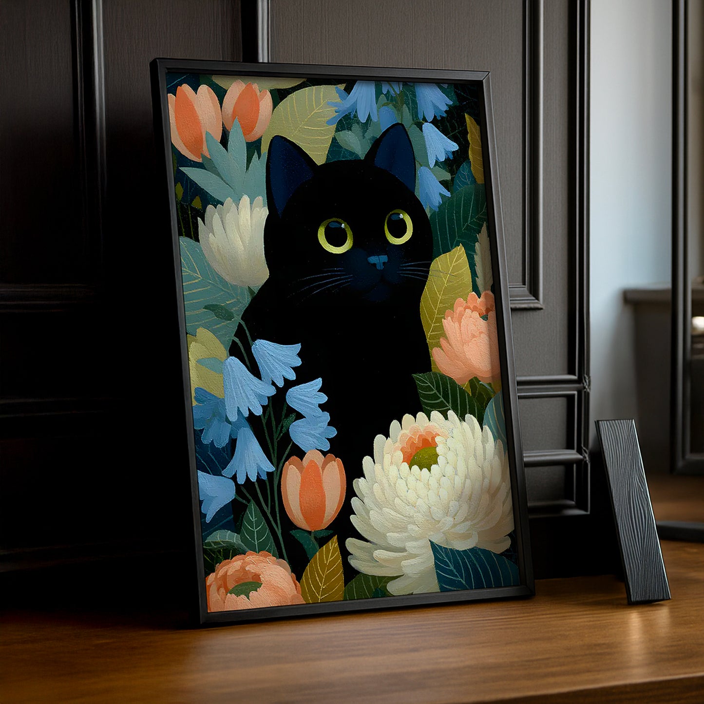Cadre Photo Chat - Illustration d'un chat noir